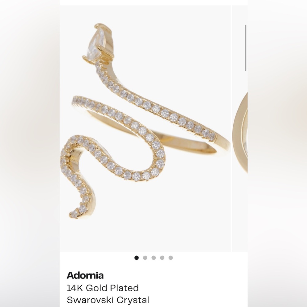Gold Plated Swarovski Crystal Snake Ring